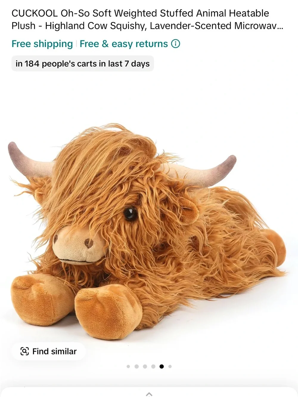 Animal Plush Highland Cow in Brown and Cream